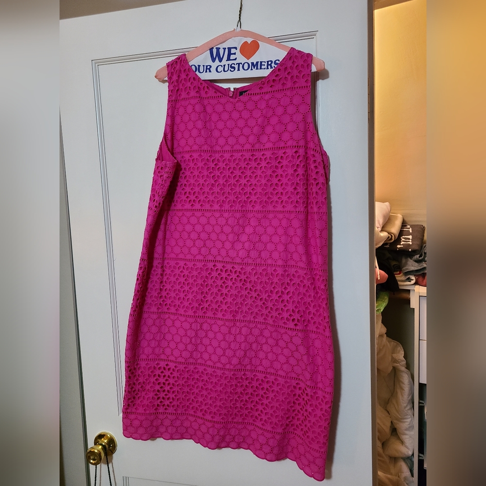Sleeveless Eyelet Shift Dress, Rich Magenta from Land's End